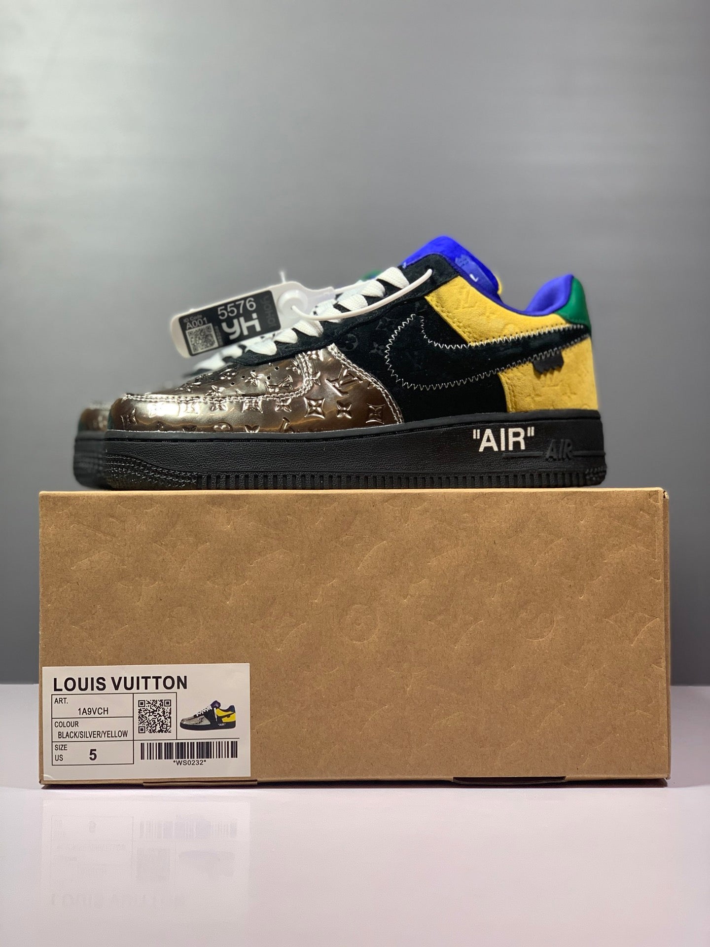 LOUIS VUITTON NIKE SILVER TOE AIR FORCE 1 OPEN BOX UNUSED