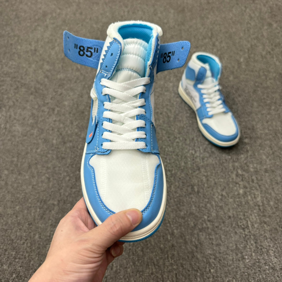 NIKE AIR JARDAN 1 X OFF WHITE UNC BLUE OPEN BOX UNUSED