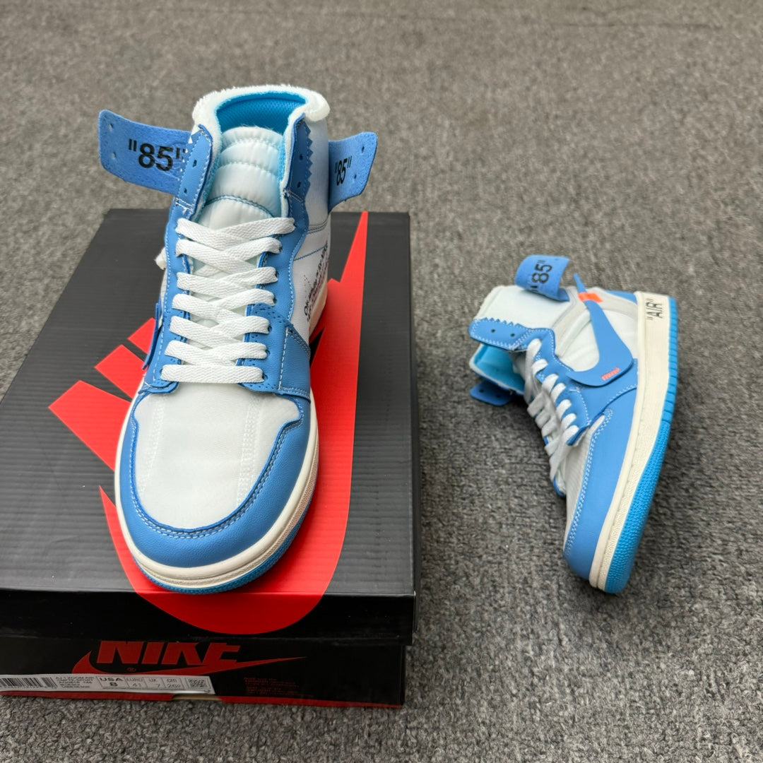 NIKE AIR JARDAN 1 X OFF WHITE UNC BLUE OPEN BOX UNUSED