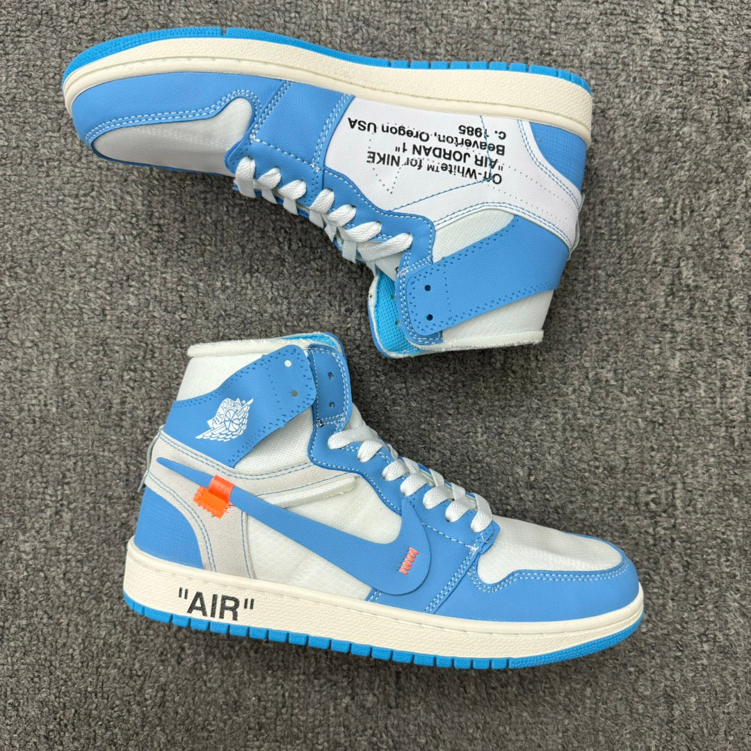 NIKE AIR JARDAN 1 X OFF WHITE UNC BLUE OPEN BOX UNUSED