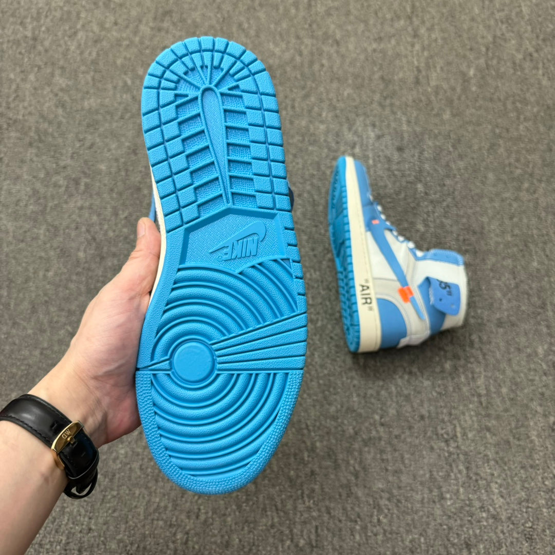 NIKE AIR JARDAN 1 X OFF WHITE UNC BLUE OPEN BOX UNUSED