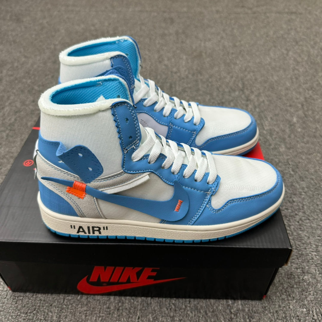 NIKE AIR JARDAN 1 X OFF WHITE UNC BLUE OPEN BOX UNUSED