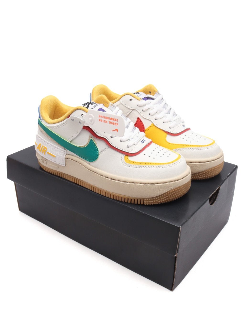 NIKE AIR FORCE 1 SHADOW MULTICOLORED OPEN BOX UNUSED