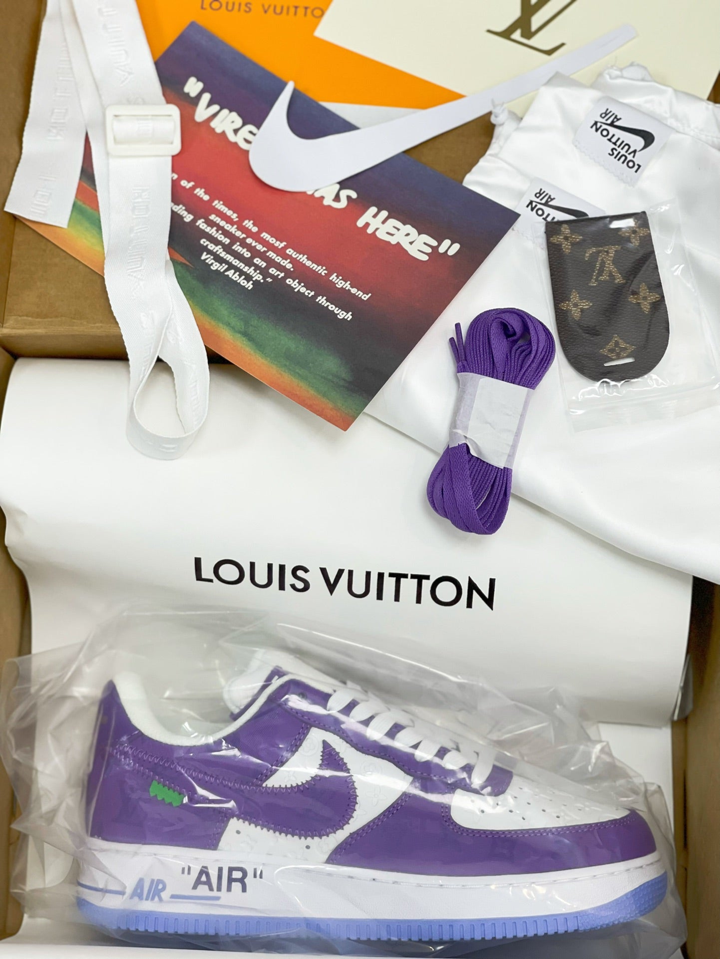 LOUIS VUITTON X NIKE AIR FORCE 1 LOW OPEN BOX UNUSED